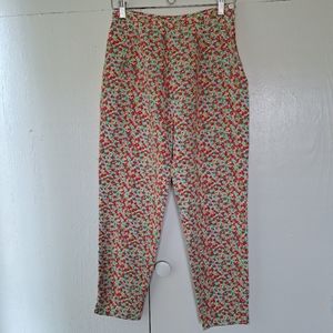 Vintage Lilly Pulitzer White Label Ditsy Floral Cotton High Waist Pants SZ 8